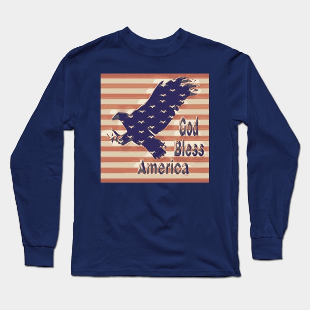 Proud American -- American Eagle over Flag Long Sleeve T-Shirt by YayYolly